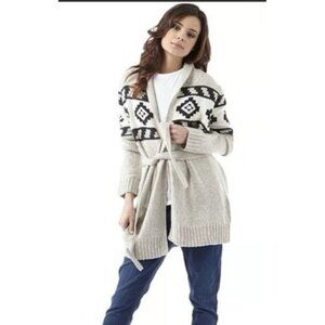 Levis Southwestern Knit Cardigan Sweater Small Sothwestern Open Front Aztec Grey